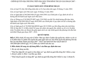 Quyết định 107/2008/QĐ-UBND phân cấp nguồn thu chi nhiệm vụ chi ngân sách Bình Thuận