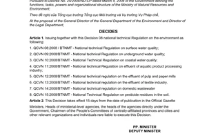 Decision No.16/2008/QD-BTNMT promulgation of technical regulation on environment