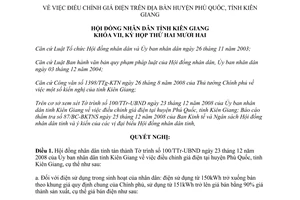Nghị quyết 53/2008/NQ-HĐND điều chỉnh giá điện tại huyện Phú Quốc Kiên Giang