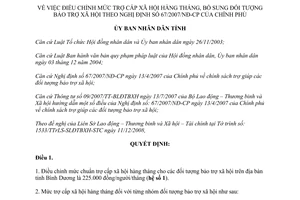 Quyết định 4288/QĐ-UBND 2008 điều chỉnh mức trợ cấp xã hội hàng tháng bổ sung đối tượng bảo trợ Bình Dương