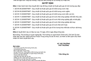 Quyết định 16/2008/QĐ-BTNMT Quy chuẩn kỹ thuật quốc gia môi trường