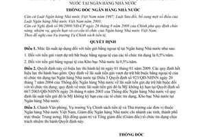 Quyết định 3281/QĐ-NHNN lãi suất tiền gửi vượt dự trữ bắt buộc bằng ngoại tệ tổ chức tín dụng và lãi suất tiền gửi bằng ngoại tệ  Kho bạc nhà nước