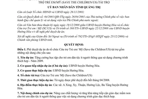 Quyết định 2677/QĐ-UBND 2008 học tập trẻ em dân tộc chương trình Cứu trợ trẻ em Mỹ Quảng Trị 2009