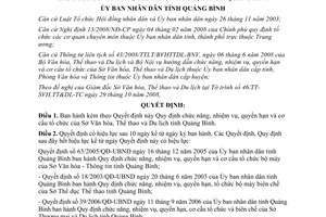 Quyết định 33/2008/QĐ-UBND chức năng Sở Văn hóa Thể thao Du lịch Quảng Bình