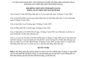 Nghị quyết 55/2008/NQ-HĐND mức thu phí bảo vệ môi trường khai thác khoáng sản