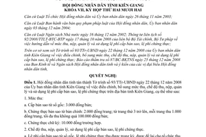 Nghị quyết 56/2008/NQ-HĐND điều chỉnh lệ phí cấp bản sao lệ phí chứng thực Kiên Giang