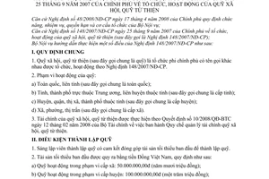 Thông tư 09/2008/TT-BNV tổ chức hoạt động quỹ xã hội quỹ từ thiện hướng dẫn Nghị định 148/2007/NĐ-CP
