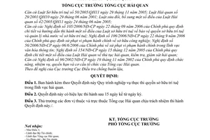 Quyết định 2808/QĐ-TCHQ  quy trình nghiệp vụ thực thi quyền sở hữu trí tuệ trong lĩnh vực hải quan