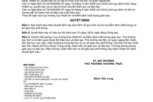 Quyết định 83/2008/QĐ-BGDĐT quy định về quy trình và chu kỳ kiểm định chất lượng cơ sở giáo dục phổ thông