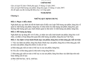 Nghị định 132/2008/NĐ-CP hứơng dẫn Luật Chất lượng sản phẩm, hàng hóa