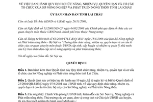 Quyết định 35/2008/QĐ-UBND nhiệm vụ quyền hạn cơ cấu tổ chức Sở Nông nghiệp Lai Châu
