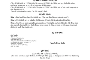Quyết định 16/2008/QĐ-BXD quy chế đảm bảo an toàn cấp nước