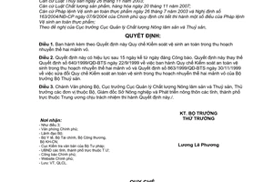 Quyết định 131/2008/QĐ-BNN Quy chế Kiểm soát vệ sinh an toàn trong thu hoạch nhuyễn thể hai mảnh vỏ