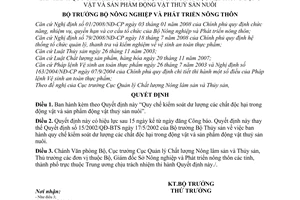 Quyết định 130/2008/QĐ-BNN Quy chế kiểm soát dư lượng các chất độc hại trong động vật và sản phẩm động vật thủy sản nuôi