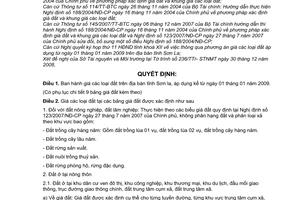 Quyết định 3489/QĐ-UBND quy định giá đất trên địa bàn tỉnh Sơn La áp dụng từ ngày 01/01/2009