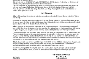 Quyết định 65/2008/QĐ-UBND công bố định mức thu gom, vận chuyển và xử lý chôn lấp rác thải đô thị thành phố Hà Nội