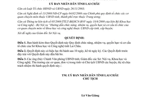 Quyết định 34/2008/QĐ-UBND chức năng cơ cấu tổ chức Sở Khoa học Công nghệ Lai Châu