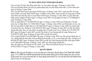Quyết định 85/2008/QĐ-UBND điều chỉnh bảng giá tối thiểu dùng làm căn cứ tính lệ phí trước bạ truy thu thuế hoạt động kinh doanh xe ôtô