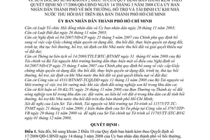 Quyết định 82/2008/QĐ-UBND bồi thường, hỗ trợ và tái định cư khi Nhà nước  thu hồi đất trên địa bàn thành phố Hồ Chí Minh