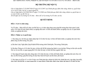 Quyết định 1489/QĐ-BNV quy định chức năng, nhiệm vụ, quyền hạn và tổ chức của Vụ Tổ chức – Biên chế