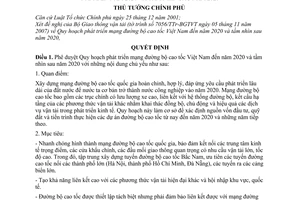Quyết định 1734/QĐ-TTg phê duyệt Quy hoạch phát triển mạng đường bộ cao tốc Việt Nam đến năm 2020 và tầm nhìn sau năm 2020