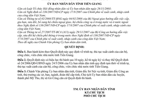Quyết định 43/2008/QĐ-UBND trình tự, thủ tục xuất cảnh