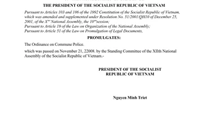 Order No. 29/2008/L-CTN of December 2,2008, on the promulgation of Ordinance