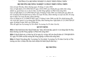 Quyết định 3809/QĐ-BNN-TC Quy chế trích lập, quản lý sử dụng Quỹ thi đua, khen thưởng