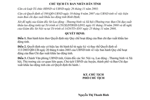 Quyết định 2637/QĐ-CTUBND Quy chế hoạt động Ban Chỉ đạo xuất khẩu lao động Bình Định 2008