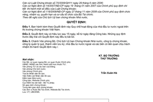 Quyết định 121/2008/QĐ-BTC quy chế hoạt động của nhà đầu tư nước ngoài trên thị trường chứng khoán Việt Nam