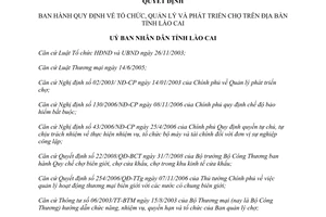 Quyết định số 62/2008/QĐ-UB quản lý và phát triển chợ trên tỉnh Lào Cai