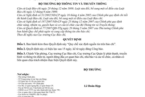 Quyết định 52/2008/QĐ-BTTTT Quy chế xác định nguồn tin trên báo chí