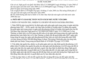 Thông tư 115/2008/TT-BTC tổ chức dự toán ngân sách nhà nước năm 2009