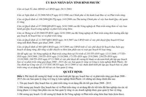 Quyết định 2624/QĐ-UBND 2008 chi phí lập quy hoạch bảo vệ phát triển rừng Bình Phước