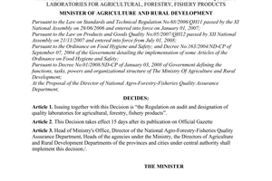 Decision No. 116/2008/QD-BNN promulgating the regulation on audit and designatio