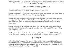 Quyết định 4008/QĐ-UBND 2008 thành lập Trung tâm Ứng dụng Thông tin Khoa học Công nghệ Quảng Nam