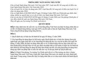 Quyết định 33/2008/QĐ-NHNN mức lãi suất cho vay tối đa bằng đồng Việt Nam của Quỹ tín dụng nhân dân cơ sở với khách hàng