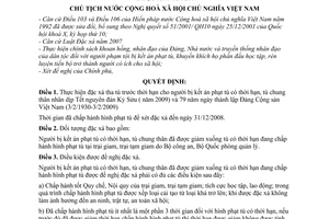 Quyết định 1744/2008/QĐ-CTN đặc xá năm 2009