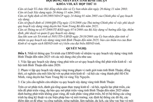 Nghị quyết 77/2008/NQ-HĐND nhiệm vụ quy hoạch xây dựng vùng tỉnh Bình Thuận