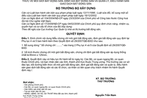 Quyết định 1408/QĐ-BXD đính chính Quyết định 29/2007/QĐ-BXD chương trình khung đào tạo, bồi dưỡng kiến thức về bất động  sản