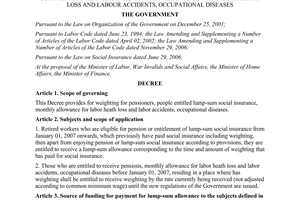 Decree No. 122/2008/ND-CP on the implementation of weighting for pensioners
