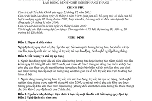 Nghị định 122/2008/NĐ-CP thực hiện phụ cấp khu vực người hưởng lương hưu bảo hiểm xã hội một lần trợ cấp mất sức lao động tai nạn bệnh nghề nghiệp