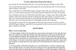 Quyết định 342/2008/QĐ-UBND chức năng nhiệm vụ quyền hạn cơ cấu Sở Nông nghiệp