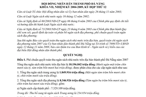 Nghị quyết 69/2008/NQ-HĐND Phê chuẩn quyết toán thu chi ngân sách Đà Nẵng 2007