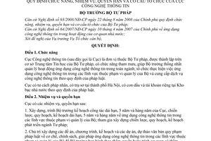 Quyết định 2276/QĐ-BTP quy định chức năng, nhiệm vụ, quyền hạn và cơ cấu tổ chức của Cục Công nghệ thông tin