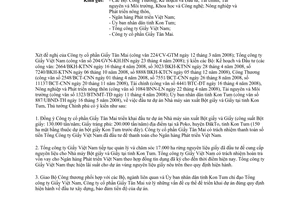 Công văn 10/TTg-KTN dự án Nhà máy Bột giấy và Giấy tại tỉnh Kon Tum