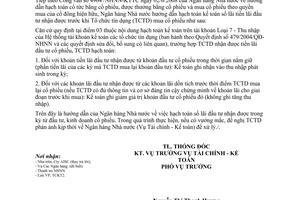 Công văn 44/NHNN-TCKT hướng dẫn hạch toán tiền lãi đầu tư nhận được trước khi mua