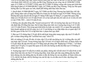 Công văn 28/TCHQ-GSQL hướng dẫn xử lý vướng mắc liên quan đến C/O mẫu D