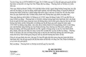 Công văn 22/LĐTBXH-BHXH  chế độ bảo hiểm xã hội đối với người bị kỷ luật buộc thôi việc