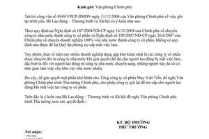 Công văn 121/LĐTBXH-LĐTL xử lý  vướng mắc tài chính tại thời điểm chính thức chuyển sang công ty cổ phần